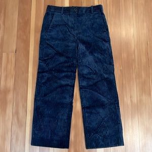 Jcrew navy wide leg cropped cords corduroy pants 4p wide wale